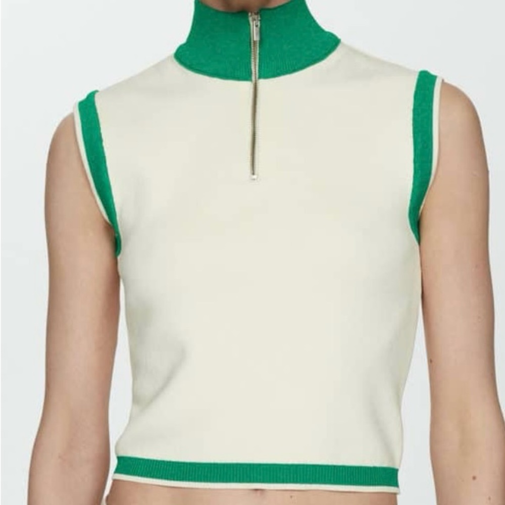 Mango Sleeveless Zip Knit Top – Size M (NEW)